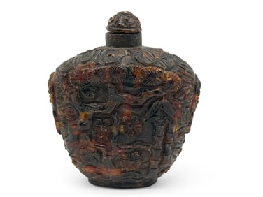 Chinese Carved Amber Snuff Bottle