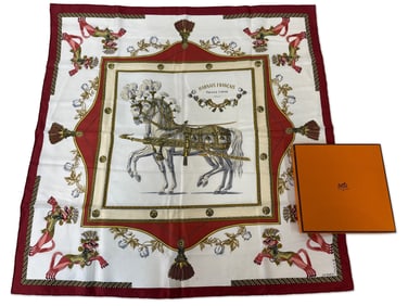 Hermes Harnais Francais Silk Scarf and Box