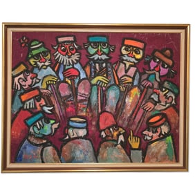 Jovan Obican. Oil/Canvas. Crowd.