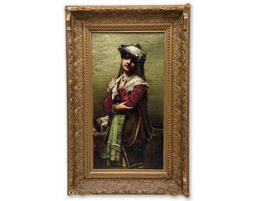 19th C. Oil on Metal Portrait of Lady