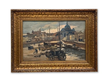 Peter Rackwitz. Oil on Canvas Board. City Scene.