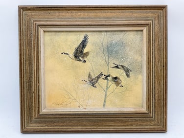 Paul Scarborough. Oil on Panel. Geese in Winter