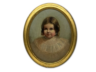 Oil on Panel Portrait of a Young Girl
