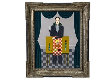 Shigeo Okumura (Oku). Oil on Canvas. Gentleman Diner