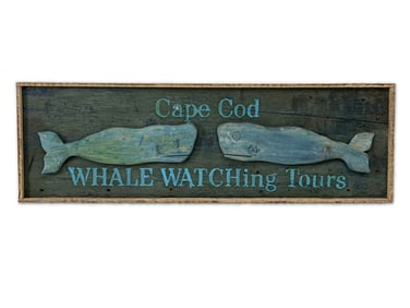 Carved and Painted Cape Cod Whale Watching Sign