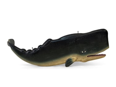 Large Folk Art Painted Metal Whale Trade Sign