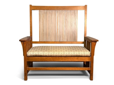 Stickley Arts and Crafts Oak Spindle Settee