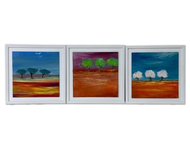 Three Shahine Oil on Canvas Board Landscapes