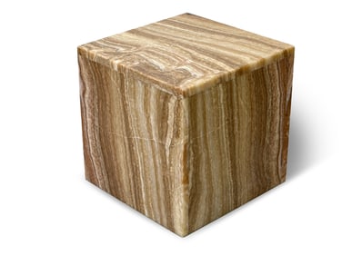 Onyx Cube Form Side Table Pedestal