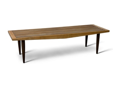 Mid-Century Modern Wood Slat Bench