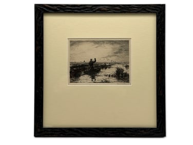 Roland Clark Etching. Chincoteague Marshes