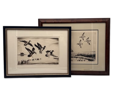 Churchill Ettinger. Two Duck Etchings.