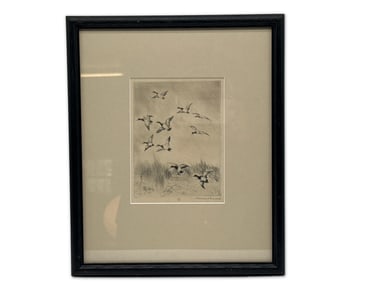 Roland Clark. Drypoint Etching. Rainy Day.