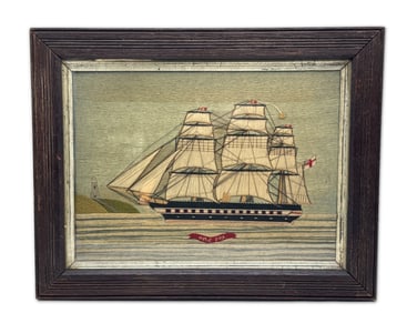 English Woolwork Picture of Woolie of H.M.S. Fox