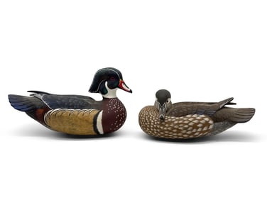 John Wood Folk Art Wood Duck Decoys