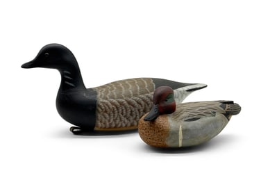 Brant Decoy and Green Wing Teal Decoy