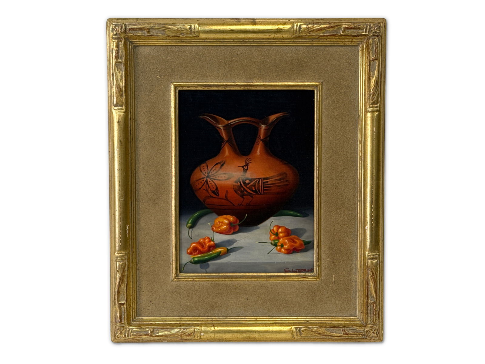 Carol Thompson. Gilt Framed Oil/Panel Southwestern Painting (1 of 4)