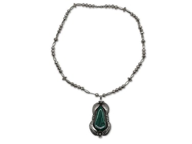 Navajo Silver Malachite Necklace