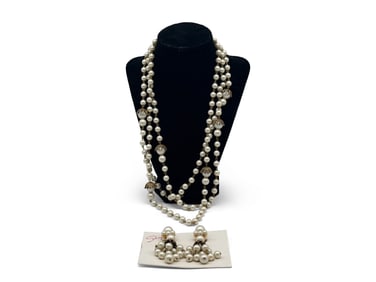 Schiaparelli Costume Pearl Necklace and Earrings