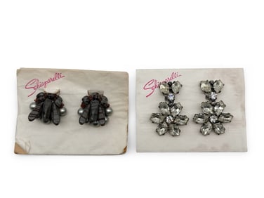 2 Pairs Vintage Schiaparelli Costume Earrings