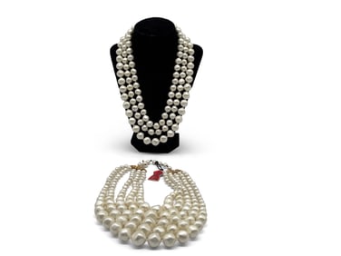 2 Schiaparelli Costume Pearl Necklaces