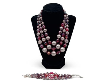 Schiaparelli Costume Beaded Necklace and Bracelet