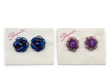 Schiaparelli Costume Beaded Clip-On Earrings
