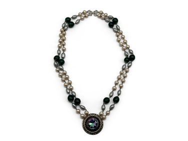 Schiaparelli Costume Faux Pearl Necklace with Brooch