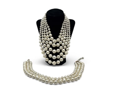 2 Schiaparelli Faux Pearl Costume Necklaces