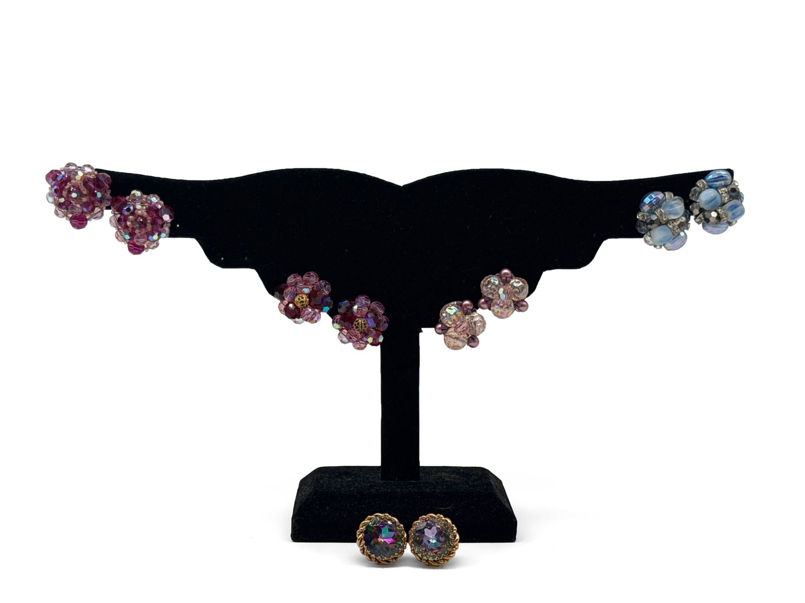 Schiaparelli Costume Earrings and Cufflinks: Earrings are marked. Cufflinks are unmarked. Larger earrings: 1 in tall x 1 in wide. | You have additional shipping options, and are not required to use Live Shipping. Additional third-party shipper d