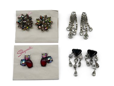 4 Sets Schiaparelli Costume Jewelry Earrings