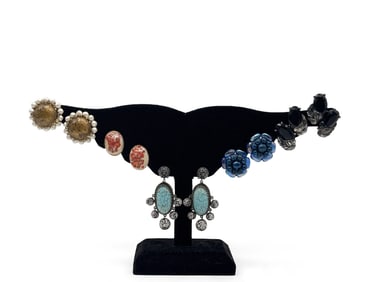 5 Sets Schiaparelli Beaded Costume Earrings