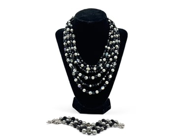 Two Schiaparelli Faux Pearl Costume Necklace and Bracelet
