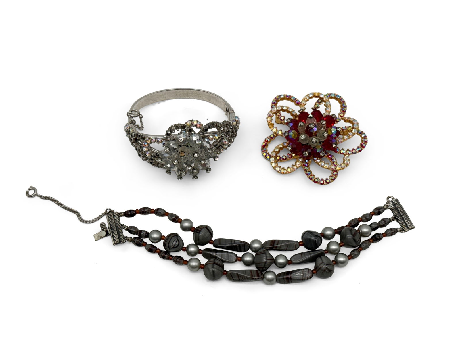 Schiaparelli Costume Jewelry Bracelets and Brooch (1 of 6)