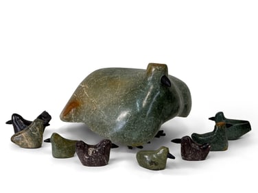 Sanford Derere Carved Stone Bird Sculpture Grouping