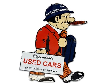 "Dependable Used Cars" Porcelain Enamel Advertising Sign
