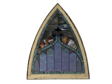 Stained and Leaded Glass Arch Top Window