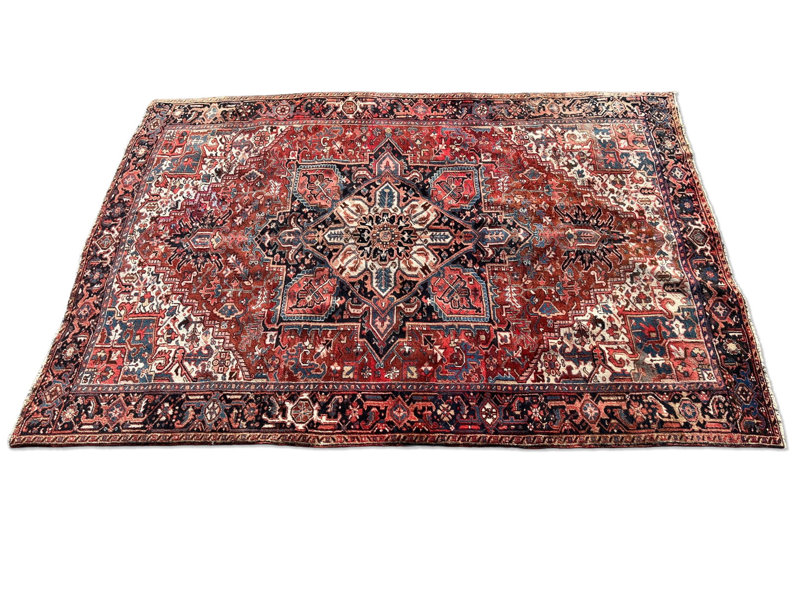 Heriz Room Size Carpet, 8ft x 11ft 6in: A Heriz room size carpet having a central geometric medallion. 8 ft x 11 ft 6 in. | You have additional shipping options, and are not required to use Live Shipping. Additional third-party shipper deta