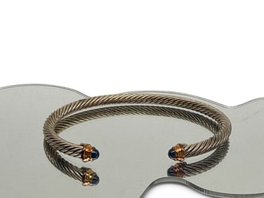 David Yurman Sterling and 14K Cable Bracelet