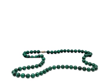 Malachite Beaded Necklace with 14K Clasp