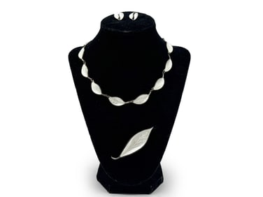 David Andersen 3-Pc. Enameled Silver Leaf Jewelry Suite