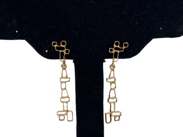 Pierre Voinson 18K Yellow Gold Brutalist Earrings