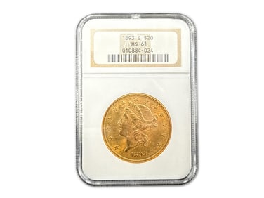 1893-S $20 Liberty Head Double Eagle Gold Coin