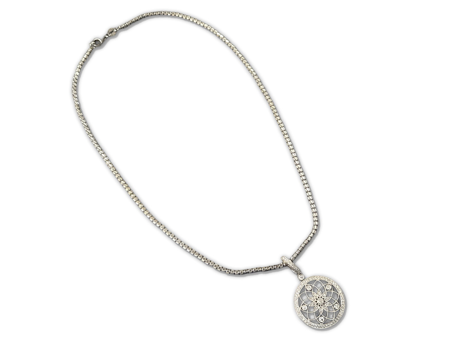 18K White Gold, Diamond, and Onyx Pendant Necklace (1 of 5)