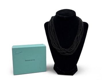 Tiffany & Co. Onyx and Sterling Torsade Necklace