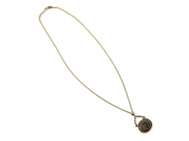 10K Yellow Gold Druzy Pendant on Chain