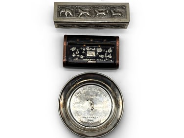 Silver Trinket Boxes and Daily Telegraph Ashtray