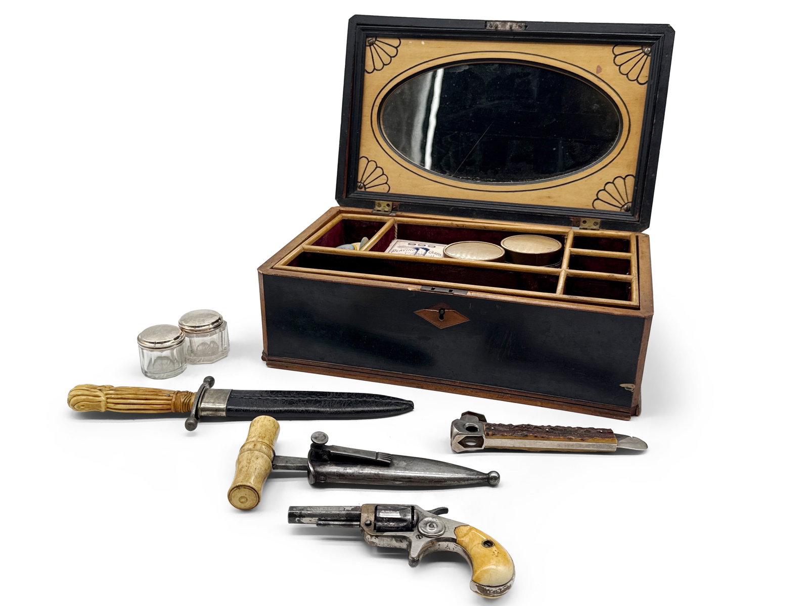 19th Century Cased Gambler's Box with Revolver (1 of 11)