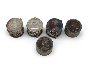 Five Silver Coin Snuff Boxes