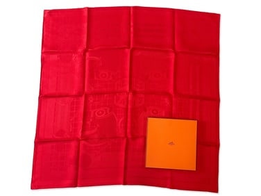 Hermès Paris Red Silk Scarf